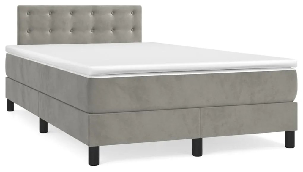 vidaXL Cama boxspring com colchão 120x190 cm veludo cinzento-claro