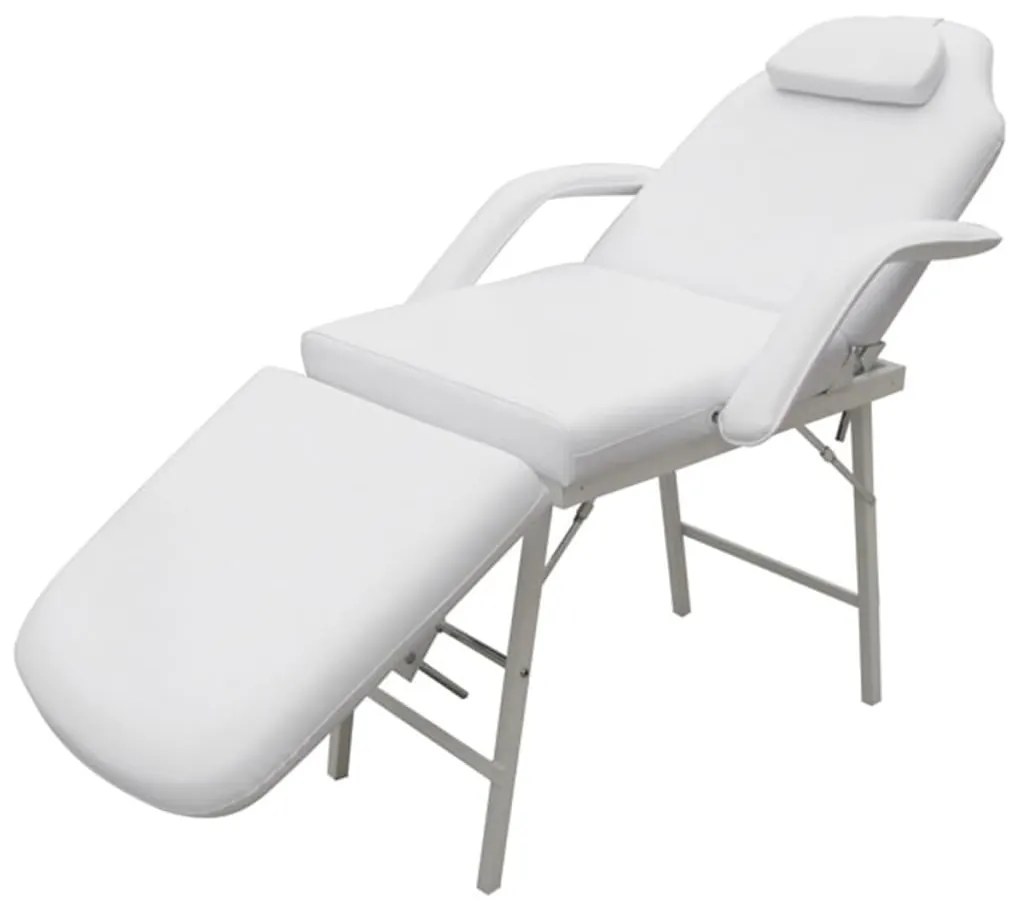 Cadeira massagem com encosto ajustável e apoio para os pés, branco