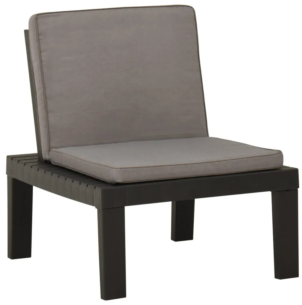Cadeiras de jardim com almofadões 2 pcs plástico cinzento