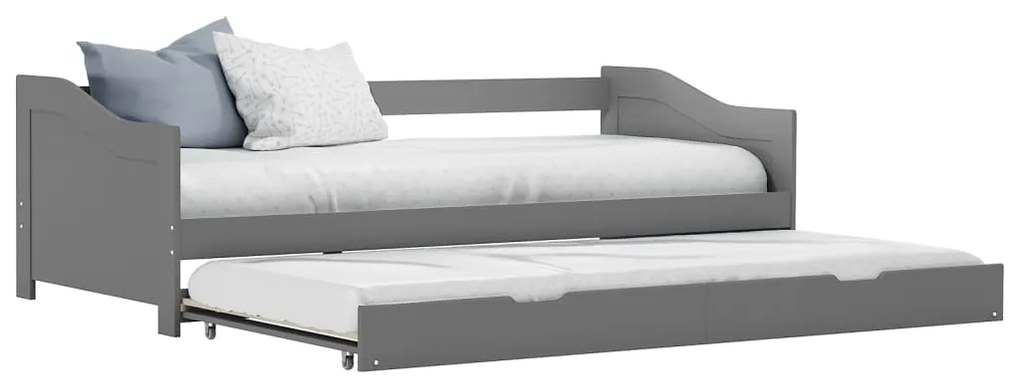 vidaXL Estrutura sofá-cama de puxar 90x200 cm madeira pinho cinzento