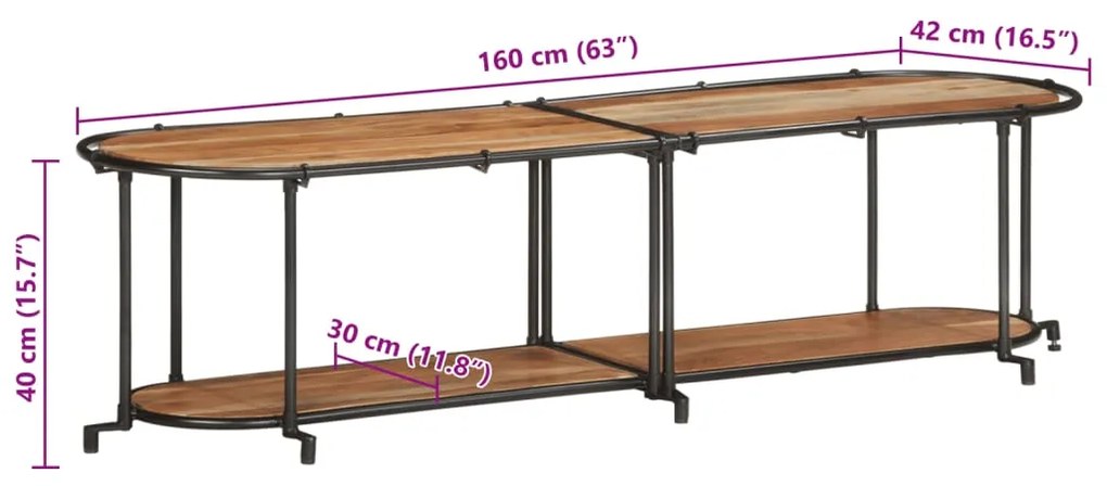 Móvel de TV 160x42x40 cm madeira de acácia maciça