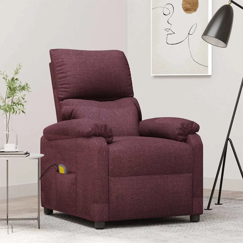 vidaXL Poltrona de massagens tecido roxo