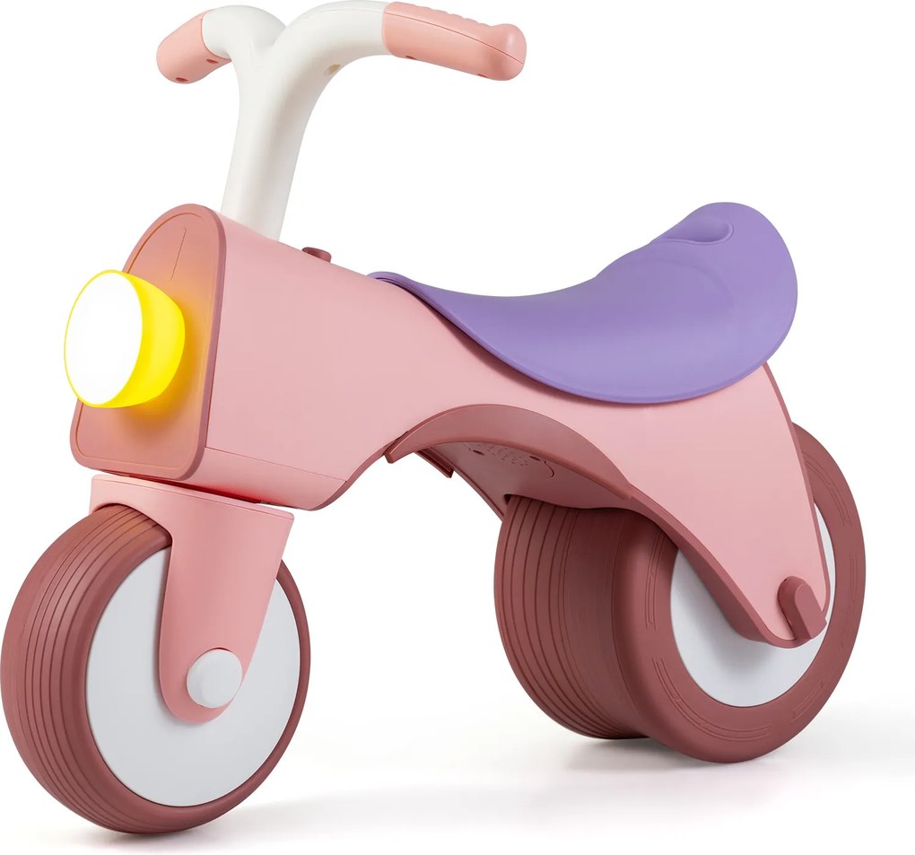 Bicicleta de Equilíbrio Infantil, 54 x 29 x 45 cm, Com Luz e Música, cor-de-rosa