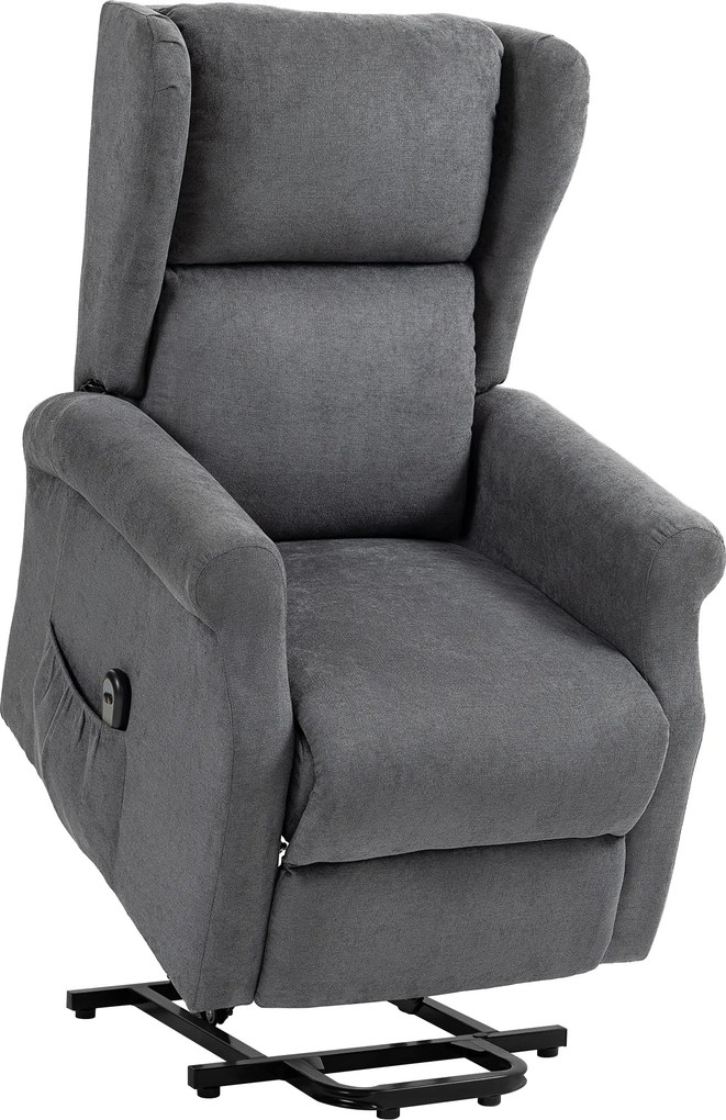 HOMCOM Poltrona relax, Assistência para levantar, Função de deitar, até 200kg, 72,5x94x109cm, Cinzento escuro | Aosom Portugal