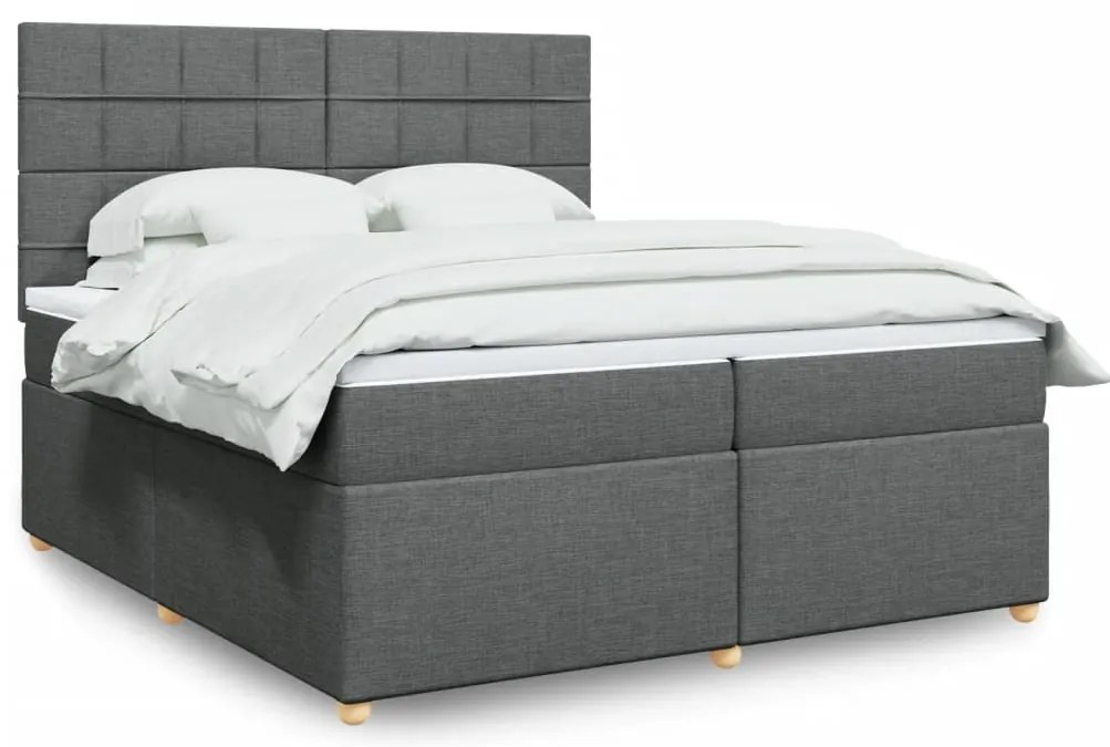 Cama com molas/colchão 200x200 cm tecido cinzento-escuro