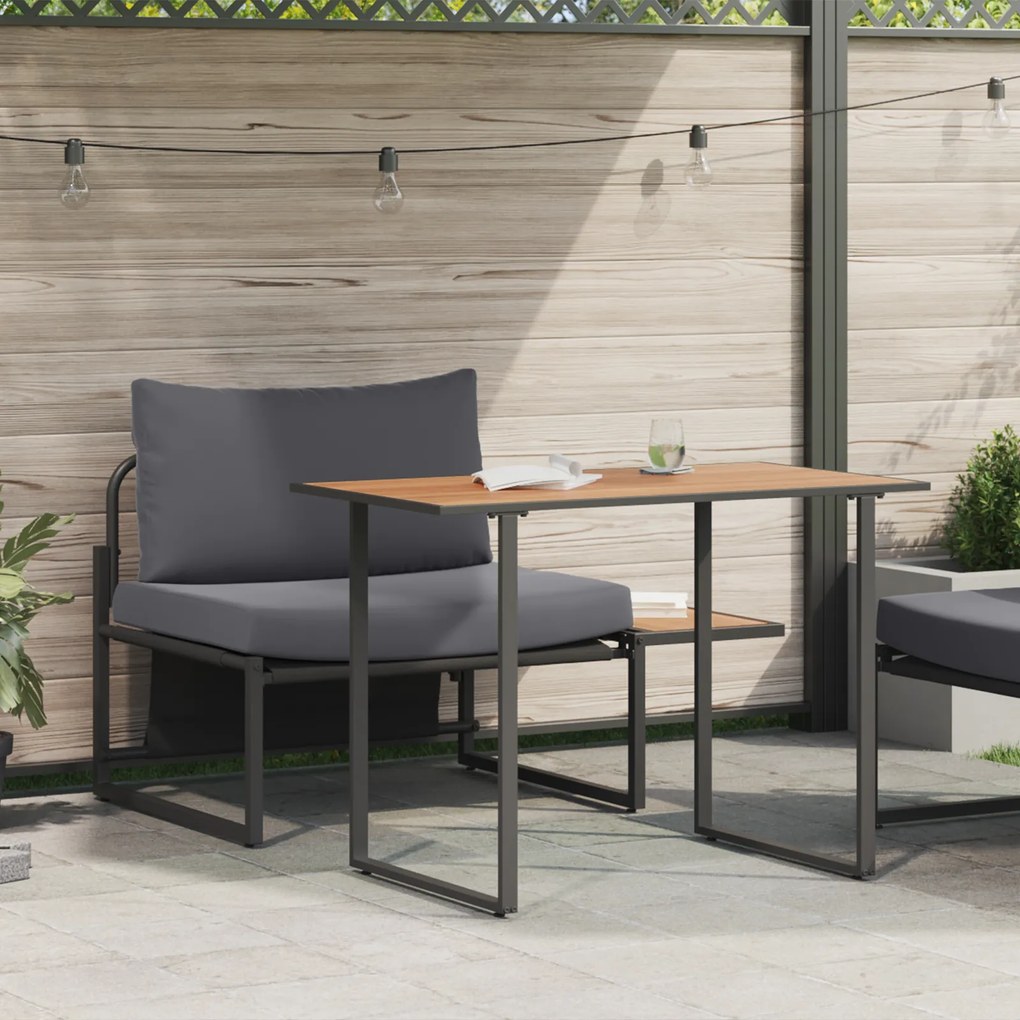 Conjunto de Jantar para Jardim de 2 Peças com Assento Único e Almofadas Antracite