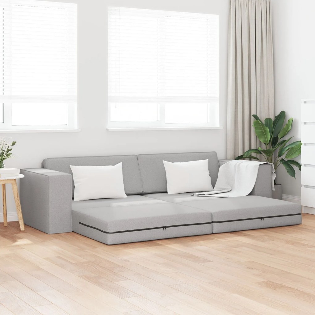 Sofá Cama 2-em-1 Cinza Nuvem 245x150x60.5 cm Tecido
