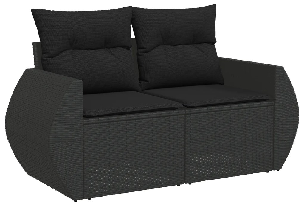 Conjunto de Sofá de Jardim com 13 Peças e Almofadas Preto Vime de Poli