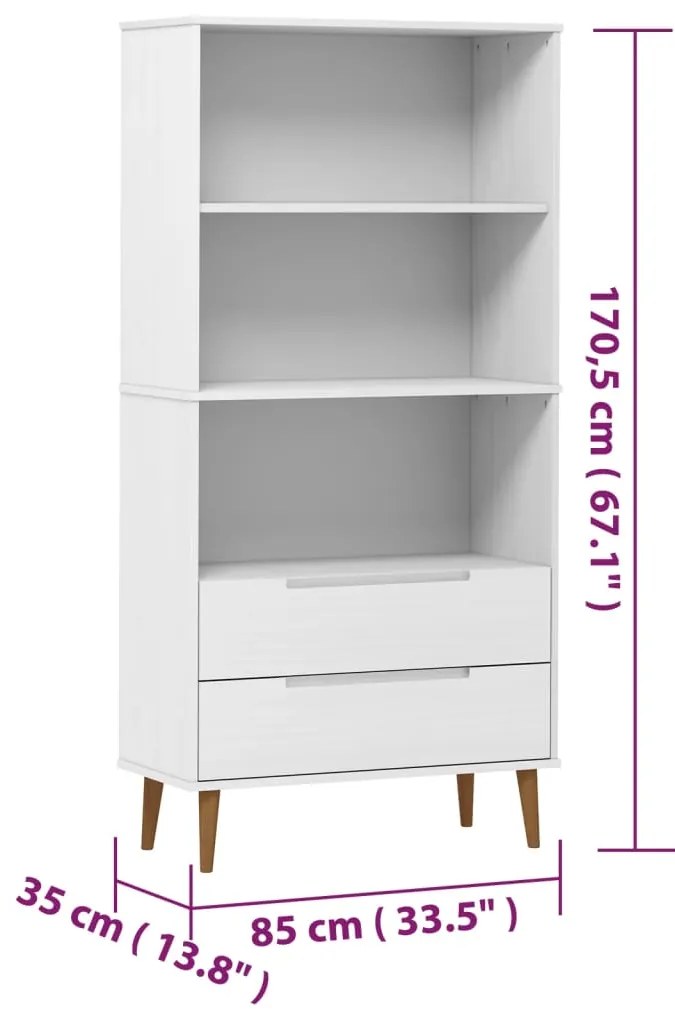 Estante MOLDE 85x35x170,5 cm pinho maciço branco