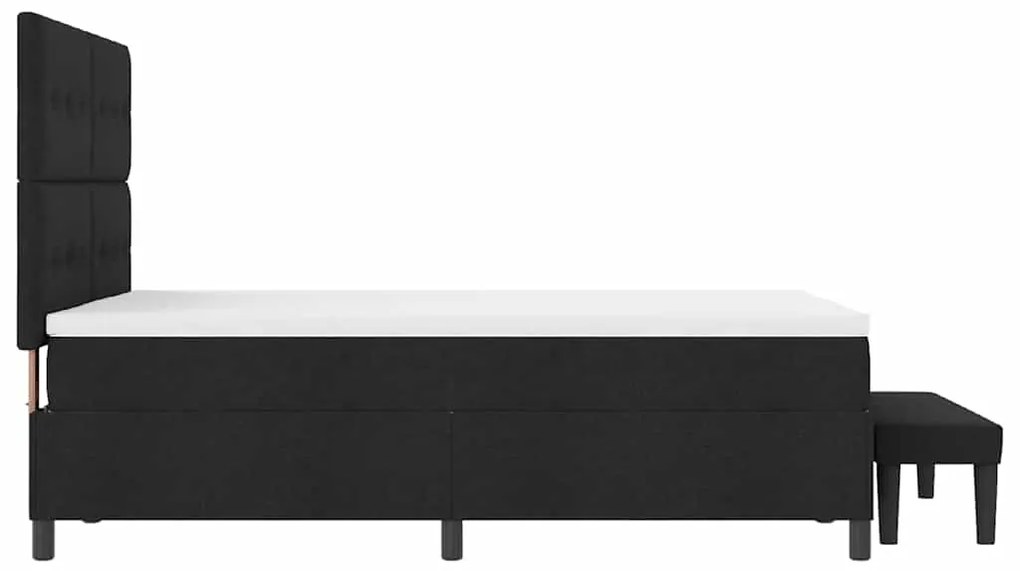 Cama Box com Colchão e Banco Preto 160x200 cm Tecido