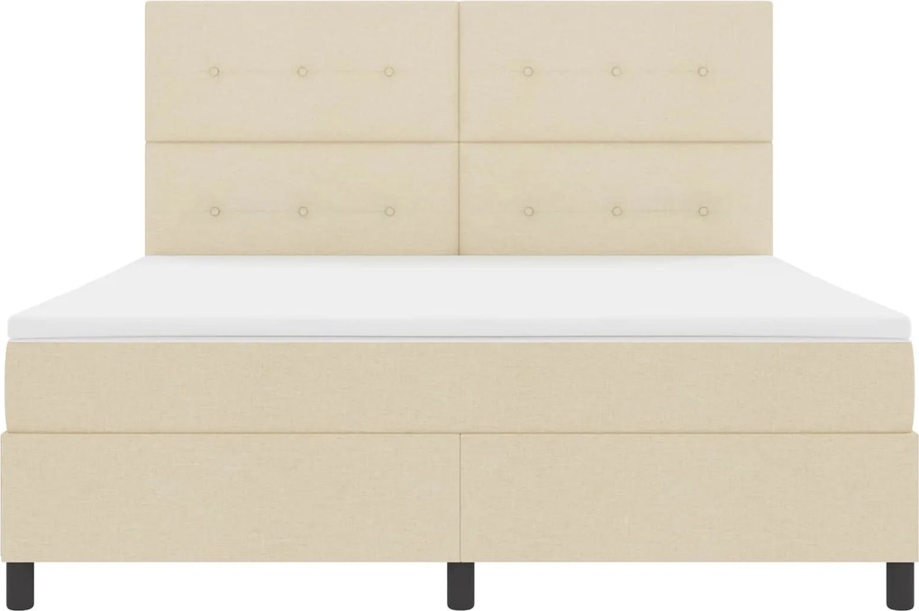vidaXL Cama Box com colchão com led Creme 180 x 200 cm tecido