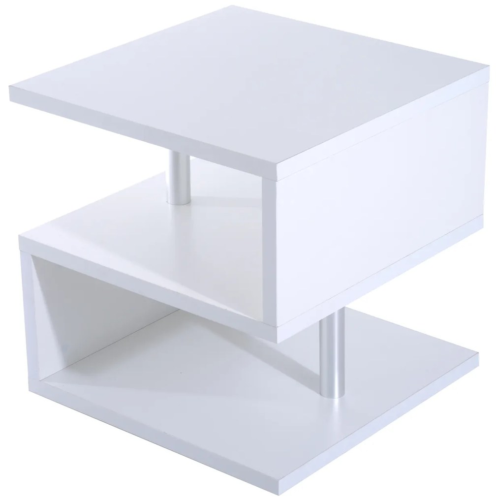 Mesa Auxiliar Madeira Branco 50 x 50 x 50 cm