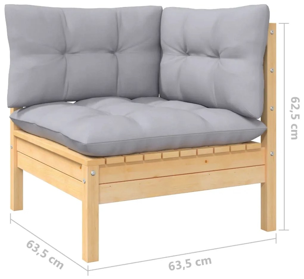 7 pcs conjunto lounge de jardim c/ almofadões cinza pinho