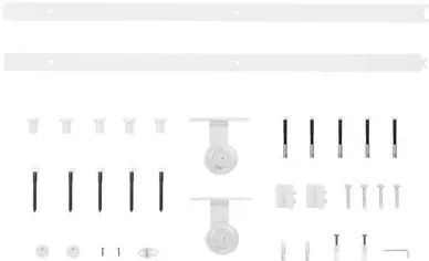 Kit de ferragens para porta deslizante 183 cm aço branco