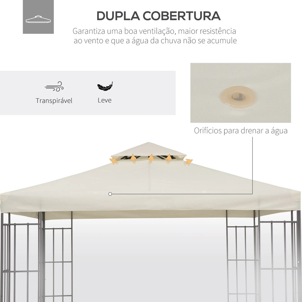 Toldo de Substituição 3x3m para Pérgolas (ESTRUTURA NÃO INCLUIDA) Toldo de Substituição de Pérgolas de Jardim Creme