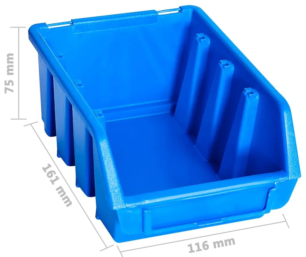 96 pcs Kit caixas arrumação com painéis de parede azul