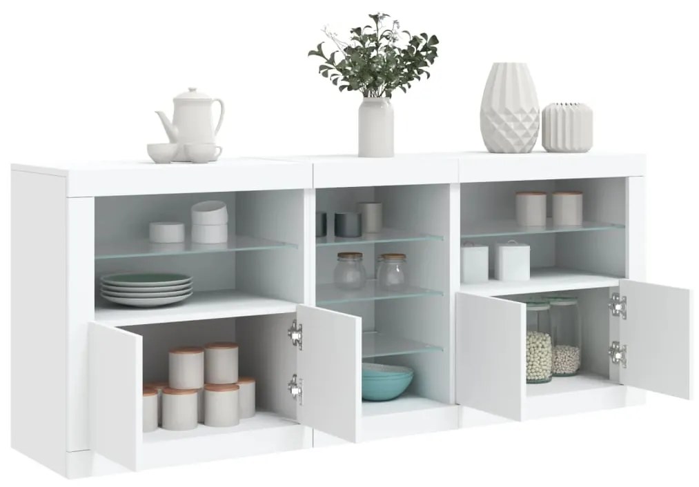 vidaXL Aparador com luzes LED 162x37x67 cm branco