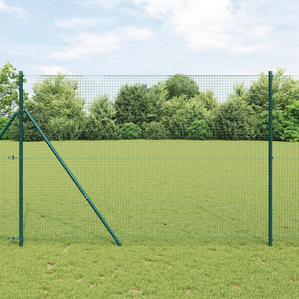 Cerca de Malha Soldada com 7 Postes Verde 1,6x10 m Aço
