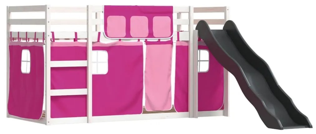 Beliche com escorrega e cortinas 90x200 cm rosa