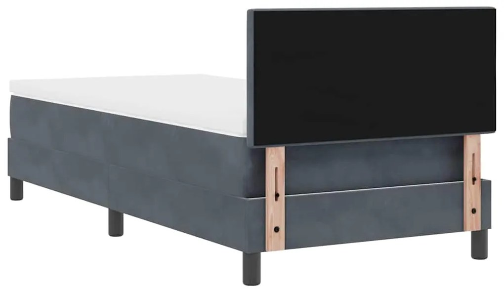 Cama Box Spring vidaXL com Colchão e LED Cinza Escuro 90x200 cm Veludo