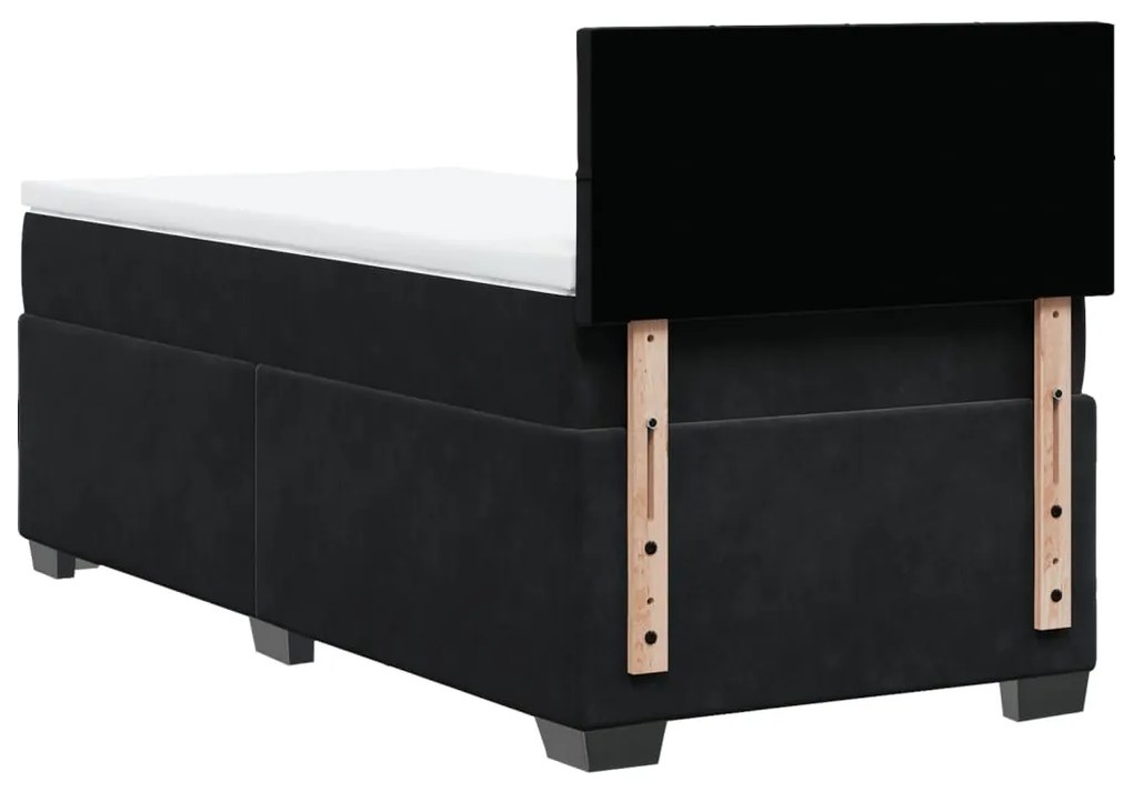 Cama box spring com colchão solteiro veludo preto