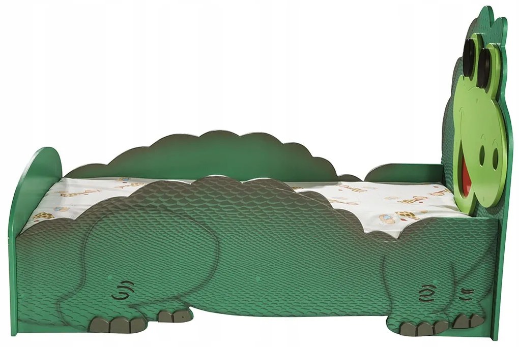 Cama para criança Animais Dinossauro Grande 205 x 97 x 120 cm, Oferta colchão e Estrado, confortável, capacidade de 100 kg  Verde