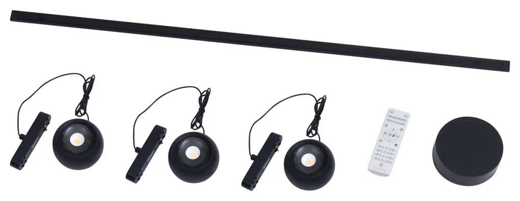 Sistema de iluminação de trilho moderno com 3 pendentes pretos monofásicos - Magnetic Lance