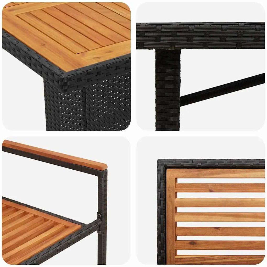 Conjunto de Jantar vidaXL 9 Peças Jardim Aço Preto