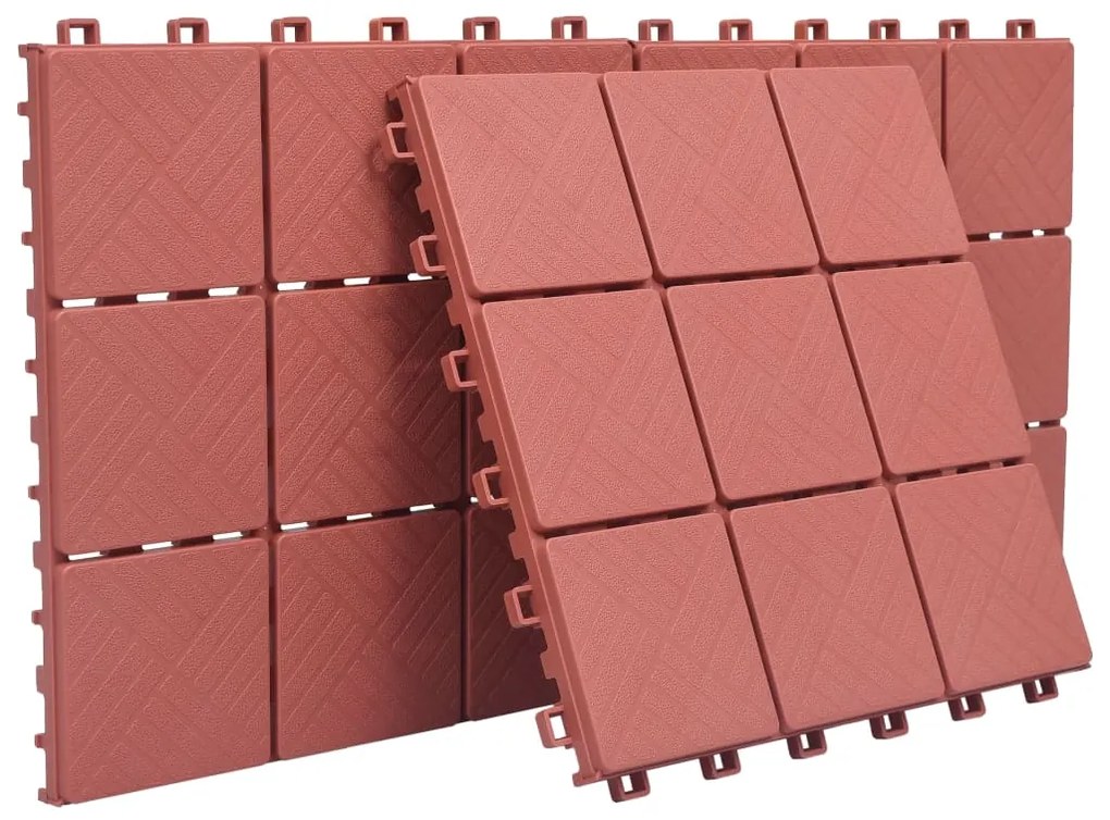 Ladrilhos de terraço 10 pcs 30,5x30,5 cm plástico vermelho