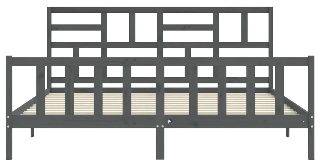 Estrutura de cama com cabeceira 200x200 cm madeira maciça cinza