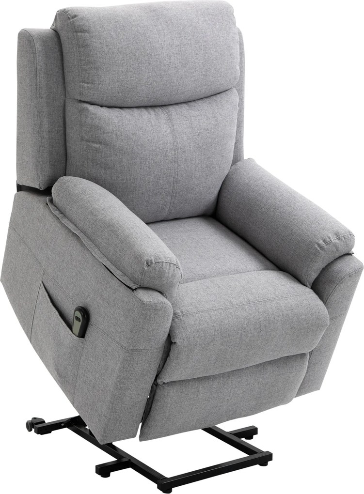 HOMCOM Poltrona Relax com Elevação, elétrica, função reclinável, controle remoto, molas ensacadas, até 120 kg, Cinza | Aosom Portugal