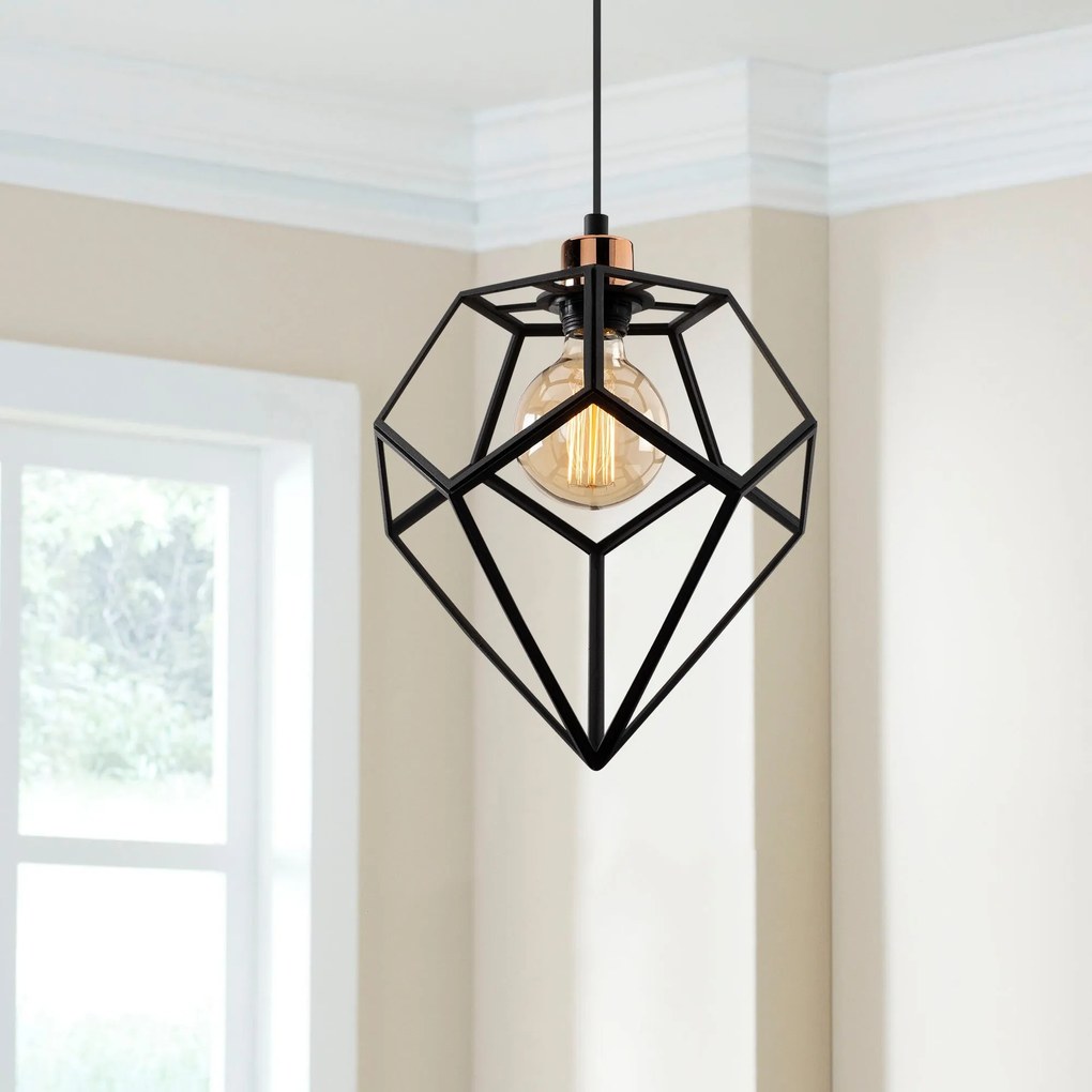 Candeeiro Chandelier Degirmen – Preto e Bronze – Diâmetro 30 cm, Altur