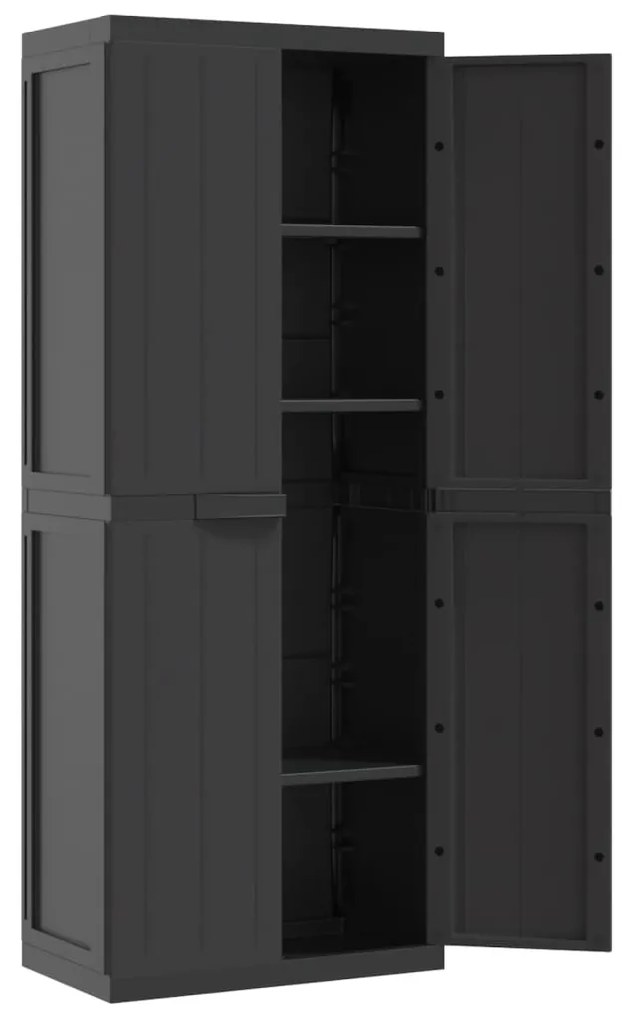 Móvel de arrumação para exterior 65x37x165 PP preto