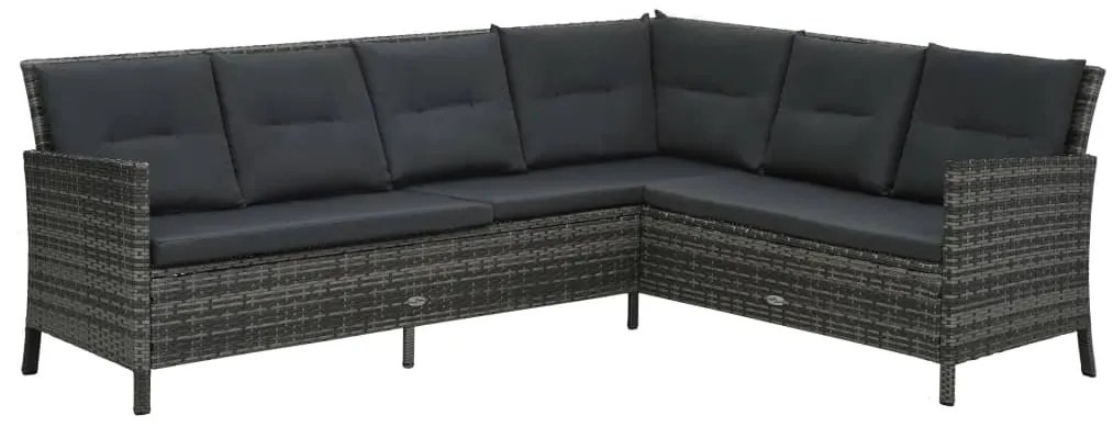 Conjunto lounge de jardim c/ almofadões 4 pcs vime PE cinzento