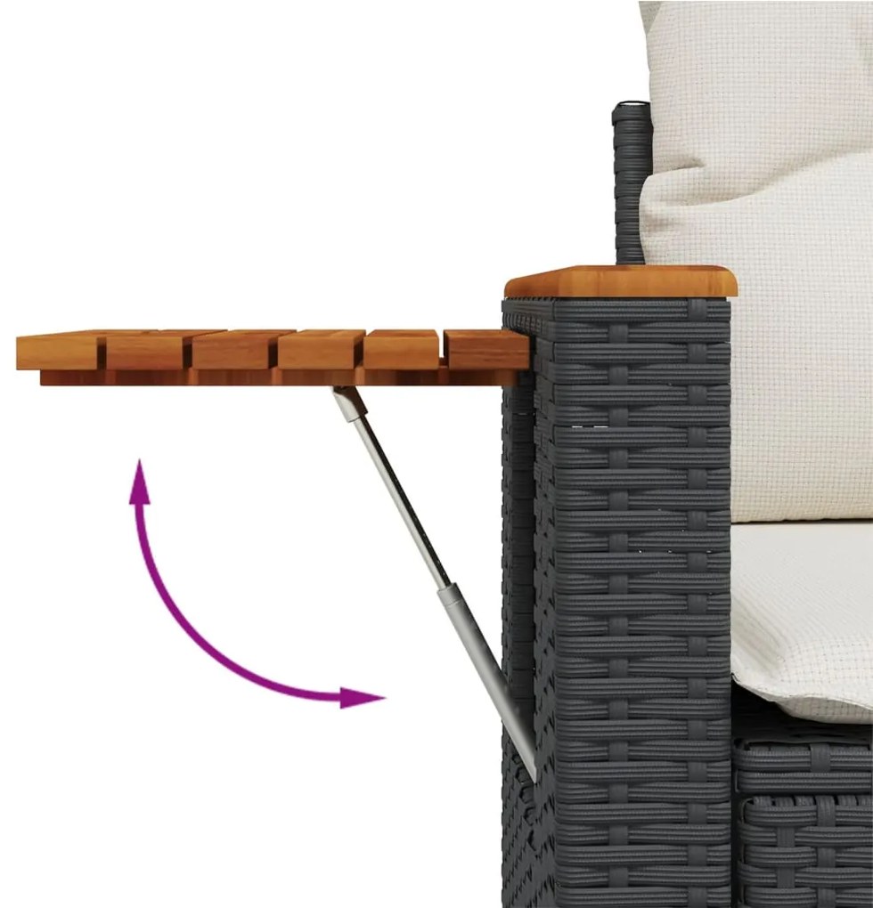 9 pcs conjunto de sofás p/ jardim c/ almofadões vime PE preto