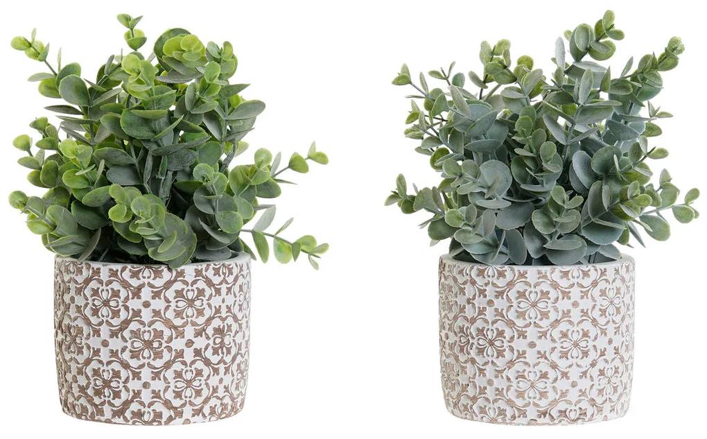 Planta Decorativa DKD Home Decor Vaso Verde Resina PE (10,5 x 10,5 x 24 cm) (2 Unidades)