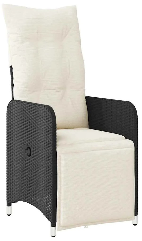 5 pcs conjunto bistrô de jardim c/ almofadões vime PE preto