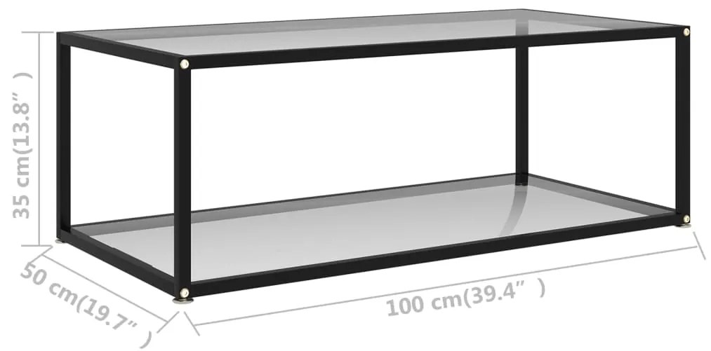 Mesa de centro 100x50x35 cm vidro temperado transparente
