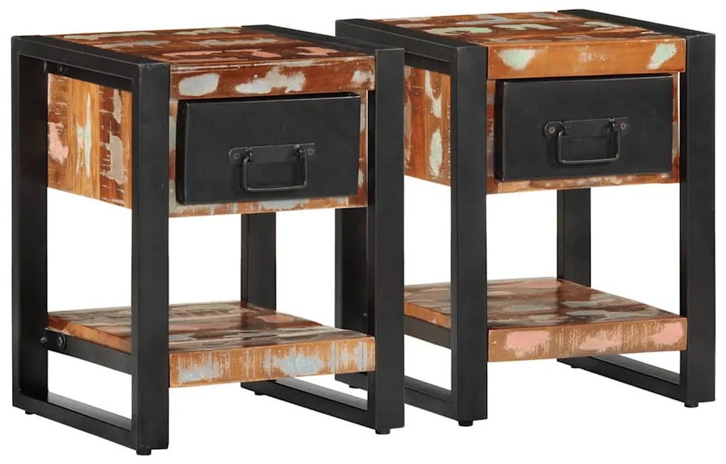 vidaXL Mesas de cabeceira 2 pcs madeira maciça áspera multicor manga