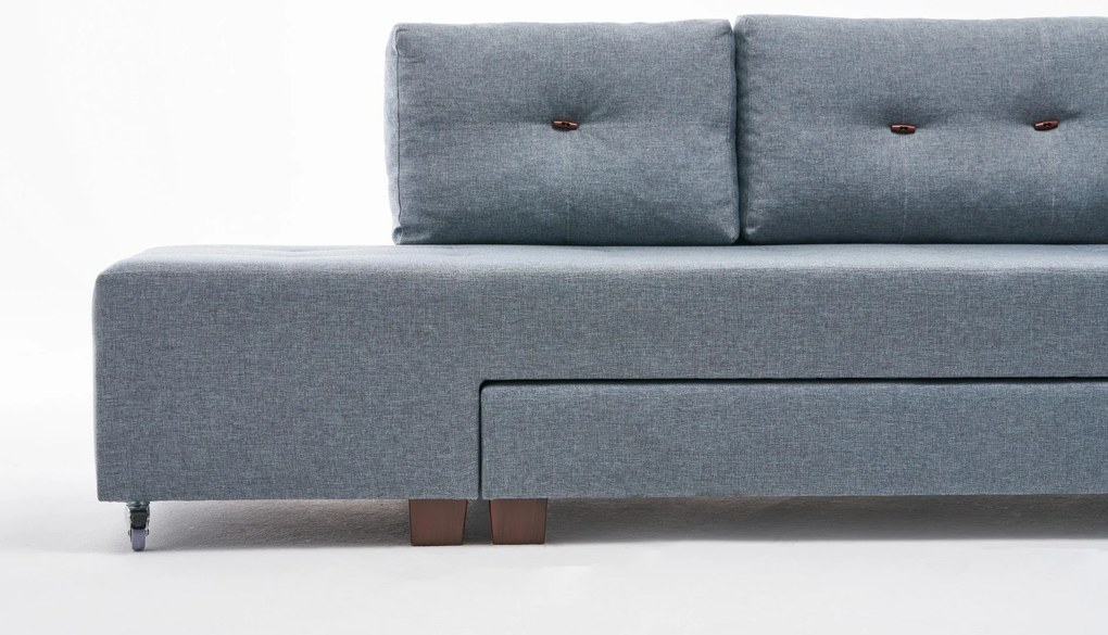 Sofá-Cama de Canto Manama – Azul Claro – 280 x 85 x 206 cm