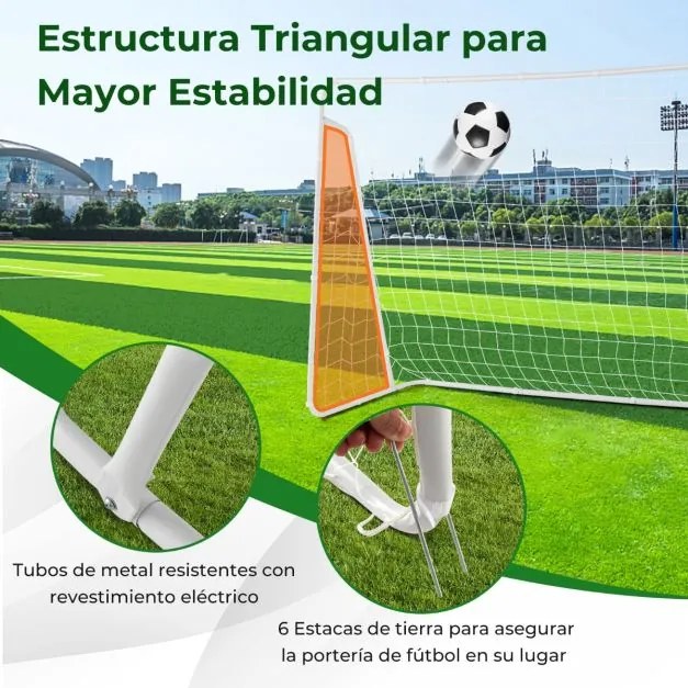 Baliza de futebol para crianças 215 x 152 x 76 cm com Rede de futebol para futebol ao ar livre para crianças branca