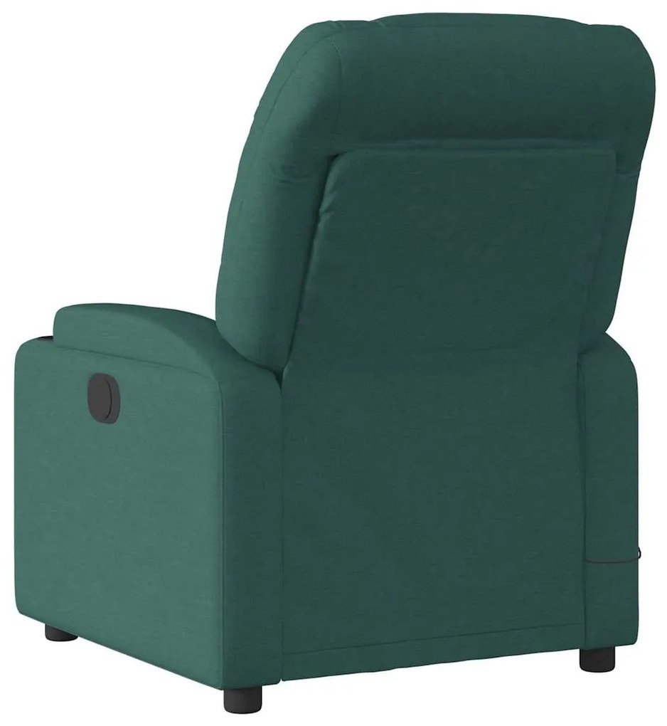 Poltrona de massagens reclinável tecido verde-escuro