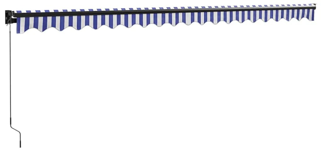 Toldo retrátil 5x3 m tecido e alumínio azul e branco