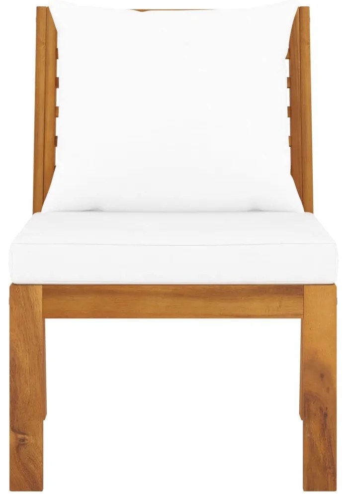 3 pcs conjunto lounge jardim c/ almofadões cor creme acácia