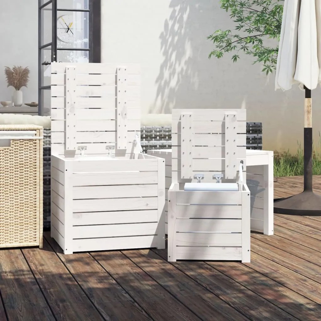 3 pcs conjunto de caixas de jardim pinho maciço branco