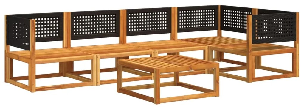 6 pcs conjunto de sofás de jardim com almofadões acácia maciça