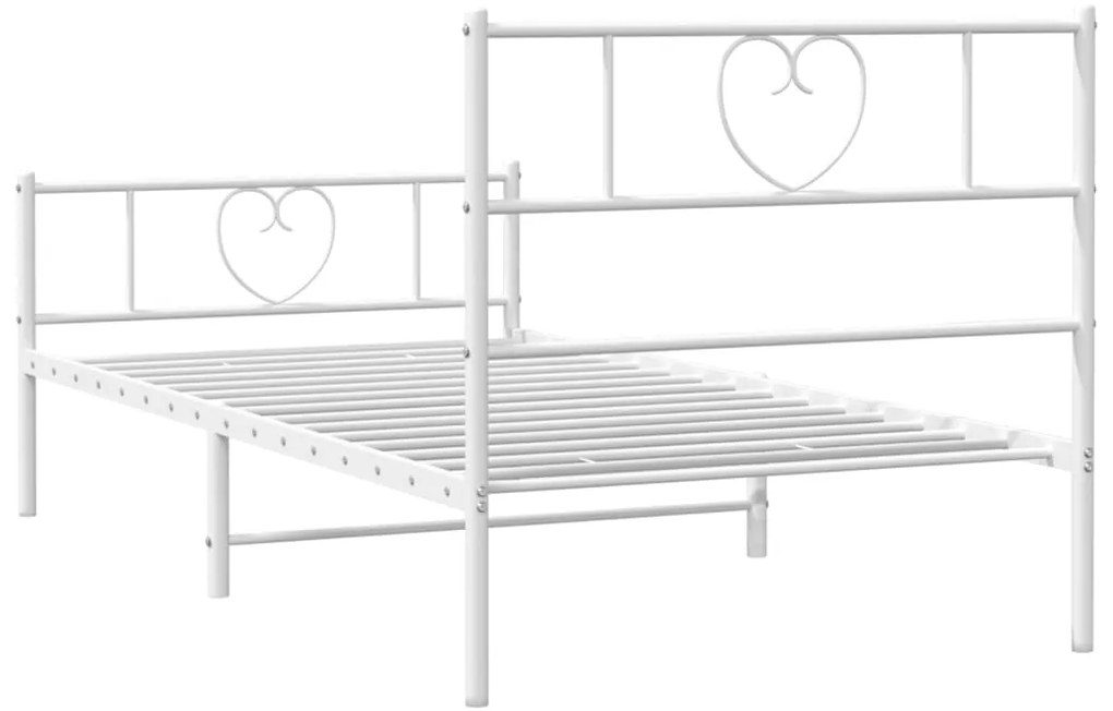 Estrutura de cama com cabeceira e pés 80x200 cm metal branco