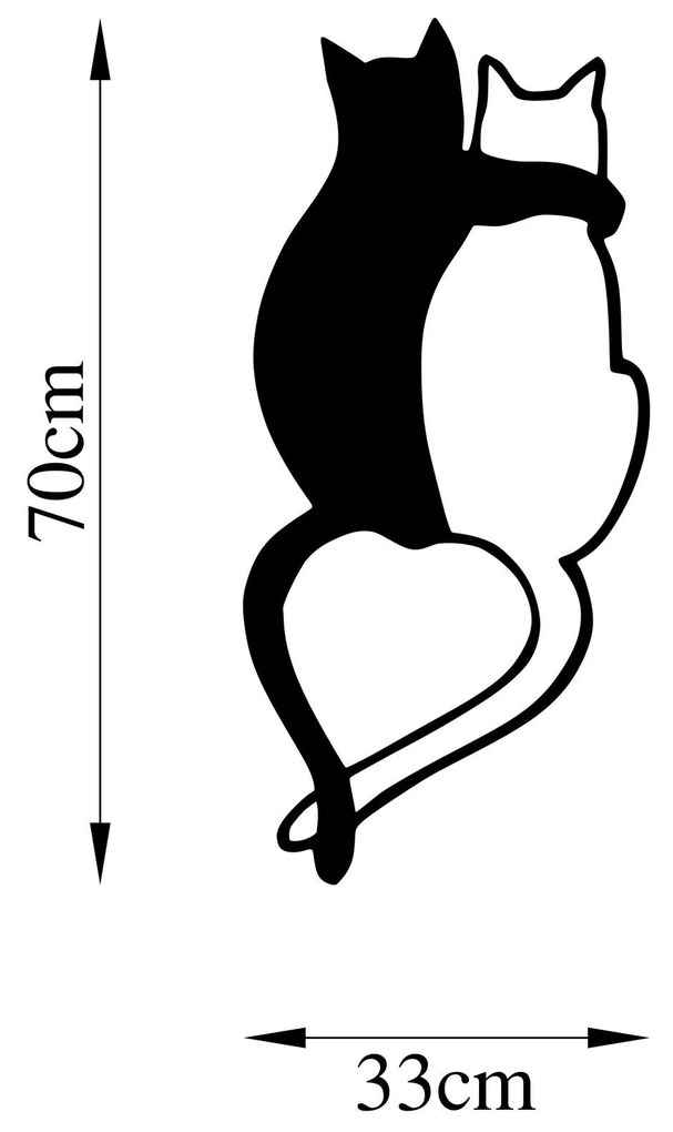 Acessório Decorativo de Parede Love Cats – Preto – 33 x 70 cm