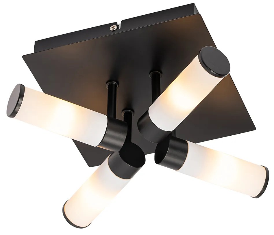 Candeeiro de teto moderno para casa de banho preto 4 luzes IP44 - Bath Moderno