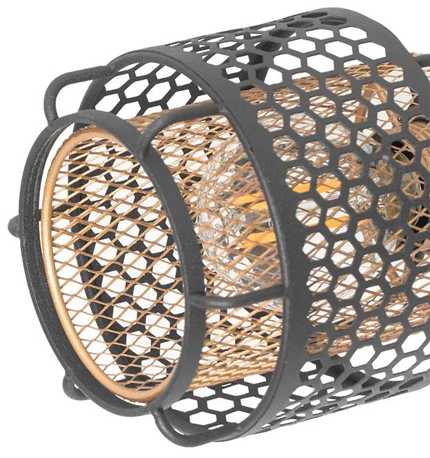 Candeeiro de teto design preto com 4 luzes douradas - Noud Design
